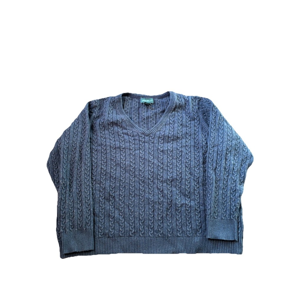 VTG Eddie Bauer Sweater Womens 2XL Angora Blend Cable Knit Brown